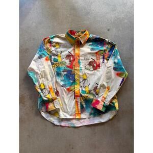 Brain Dead Art Button Up Shirt Sz XL